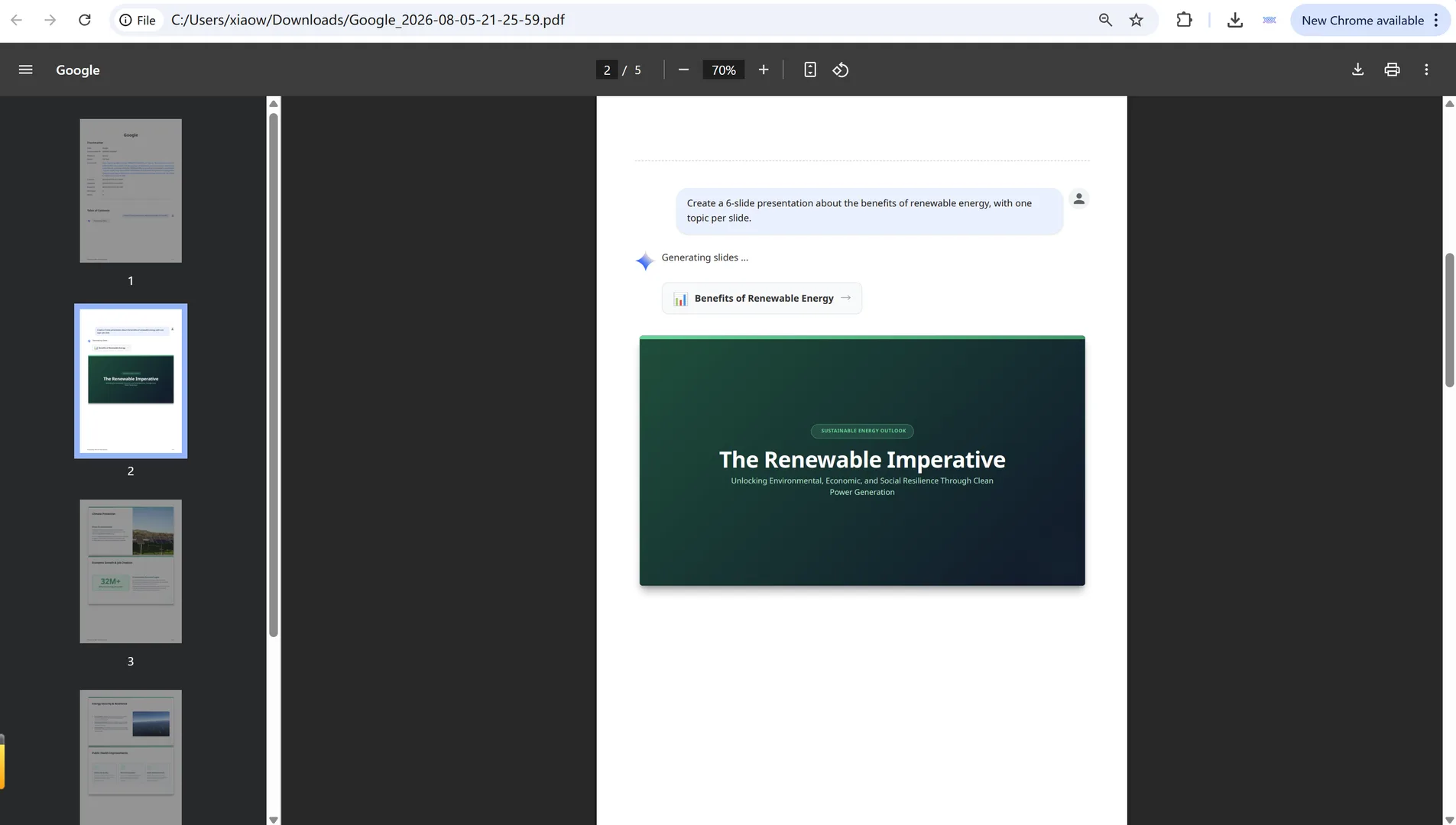 An exported PDF with Gemini slides rendered as a clean designed deck