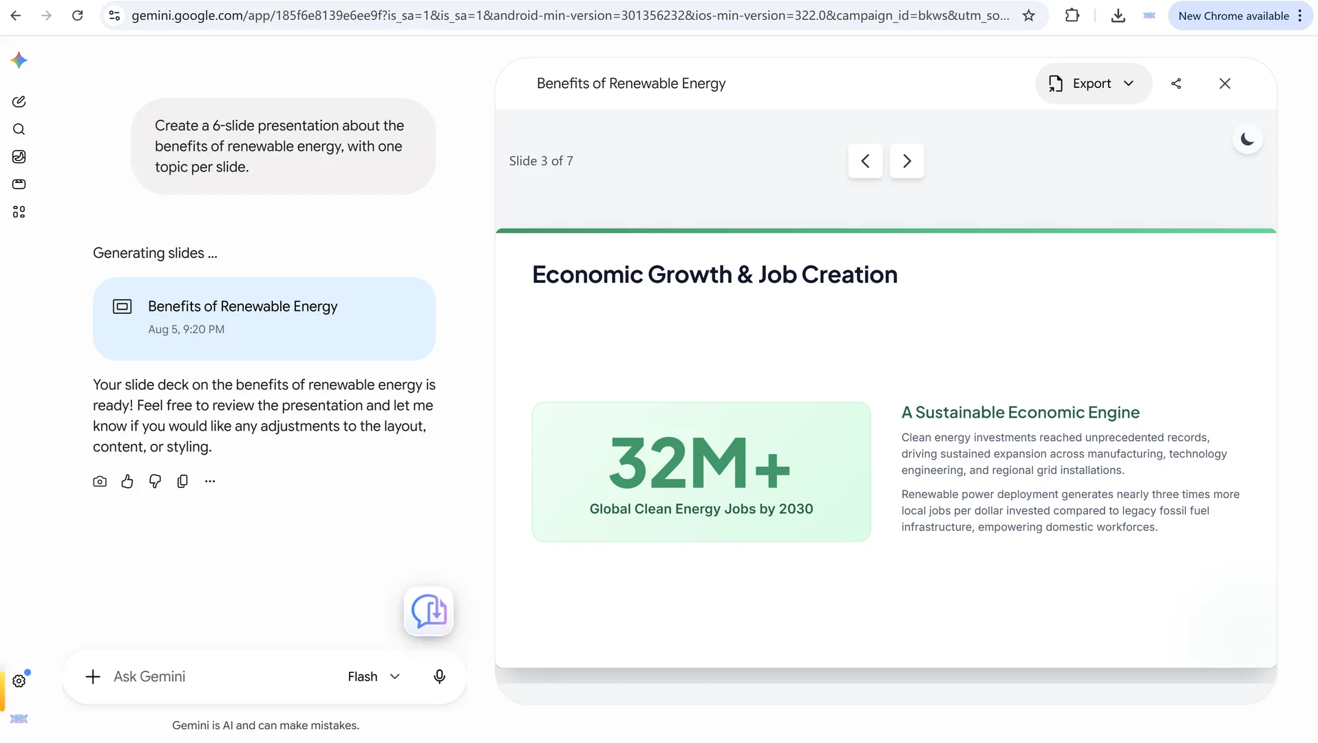 The remaining Gemini slides rendered in the web app
