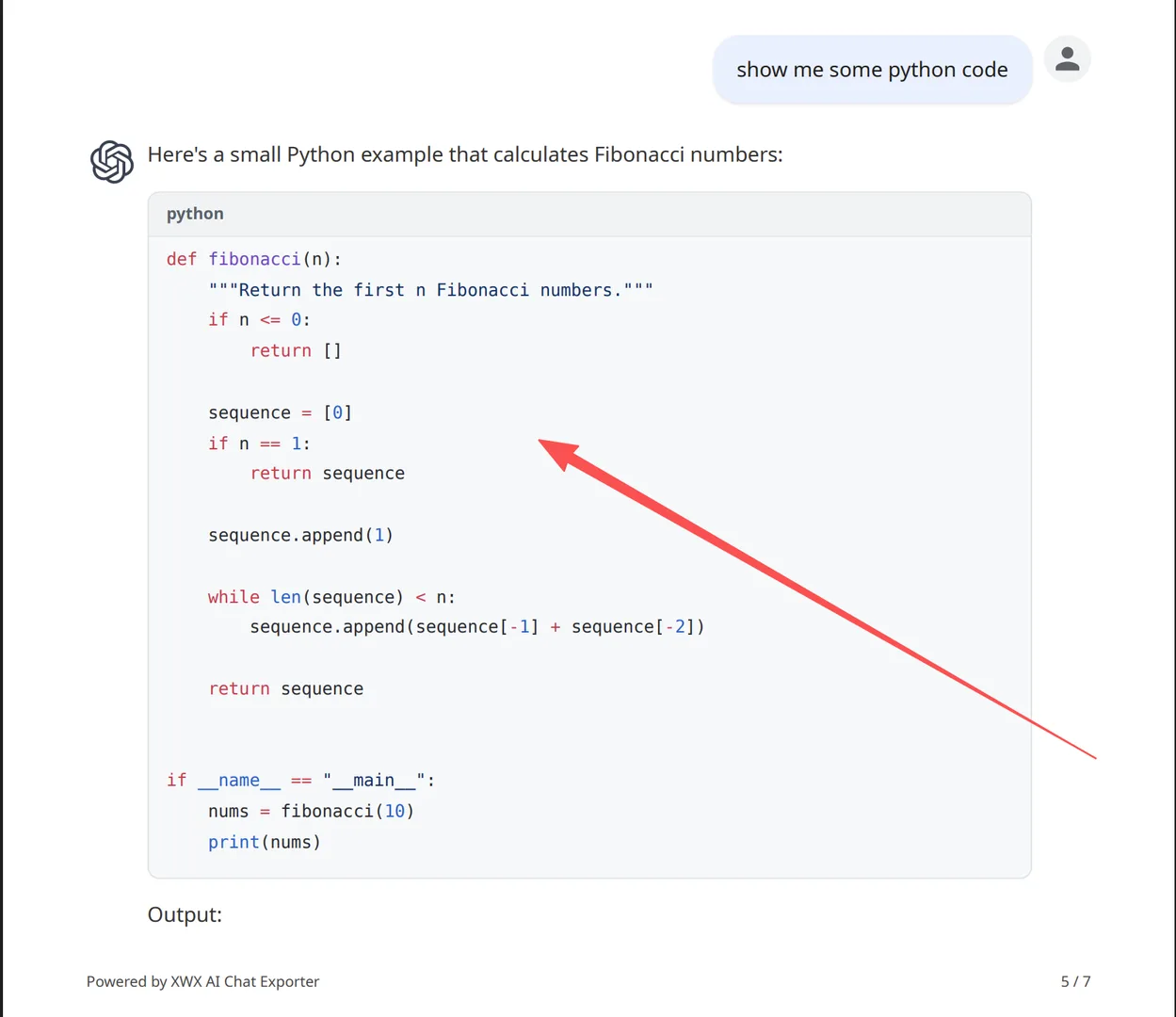 PDF output — syntax-highlighted code block