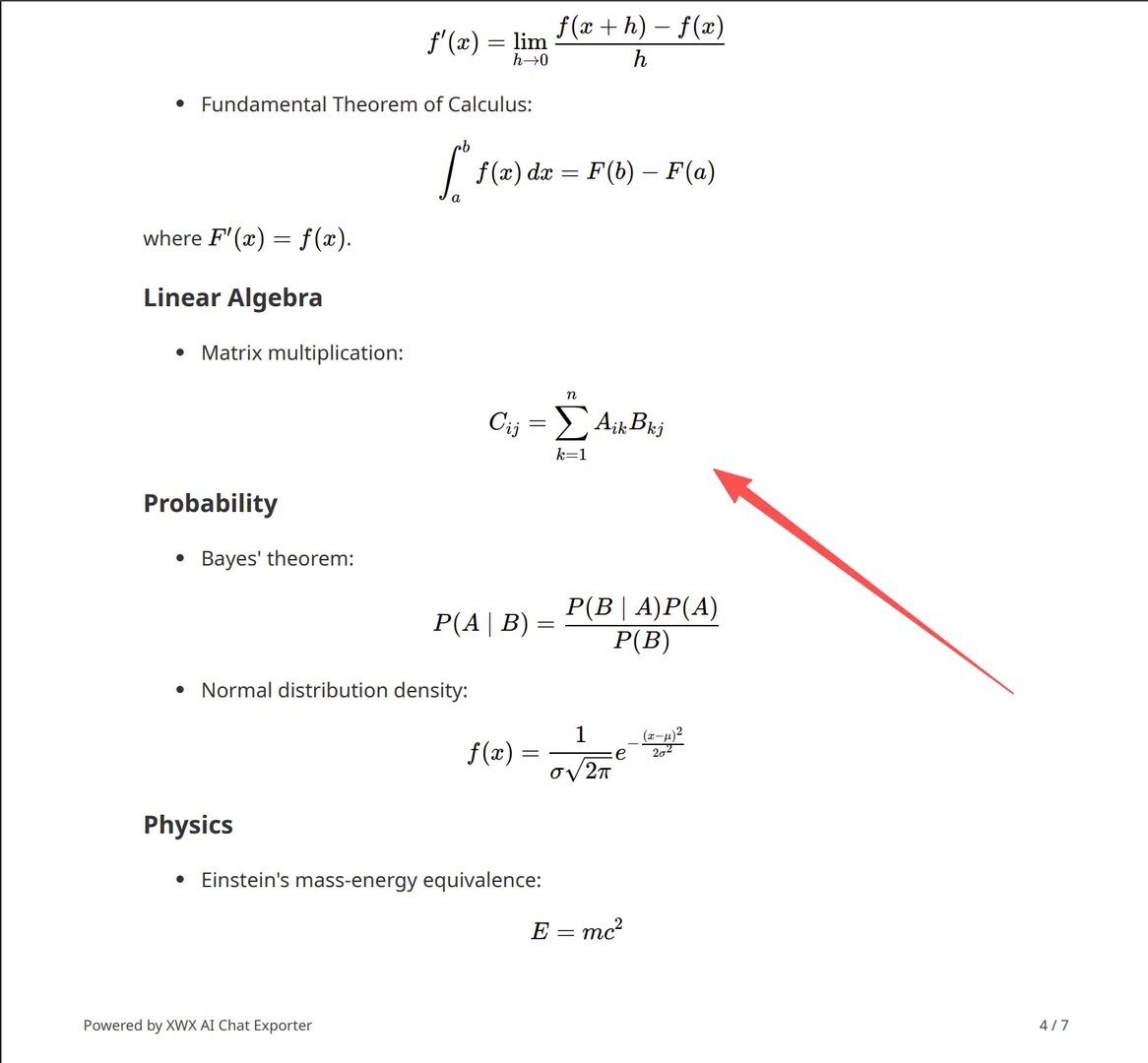 PDF output — LaTeX math formula rendering