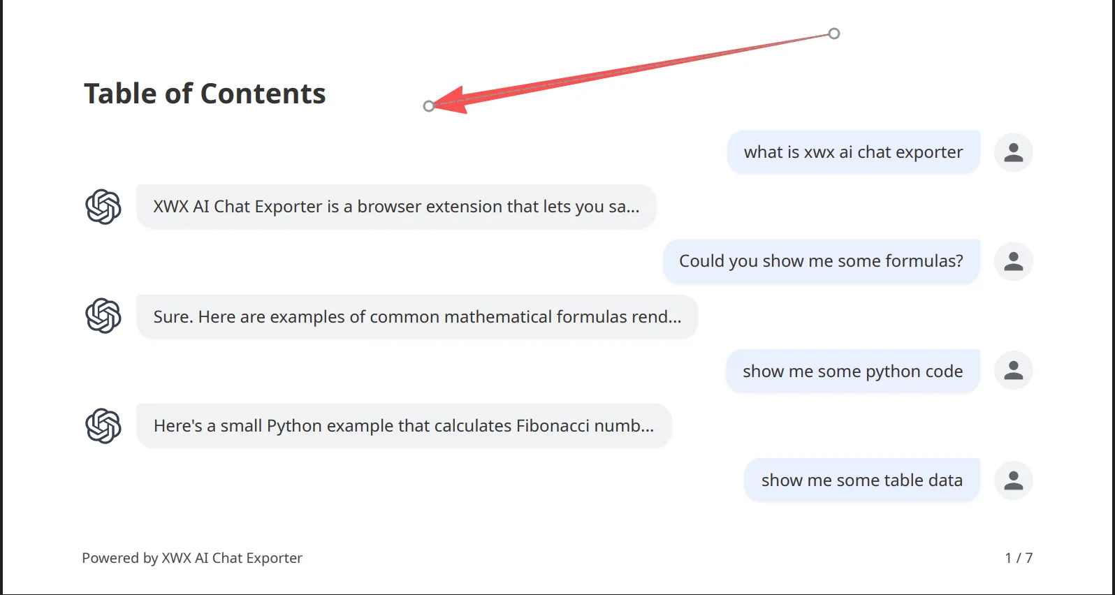 PDF output — auto-generated Table of Contents
