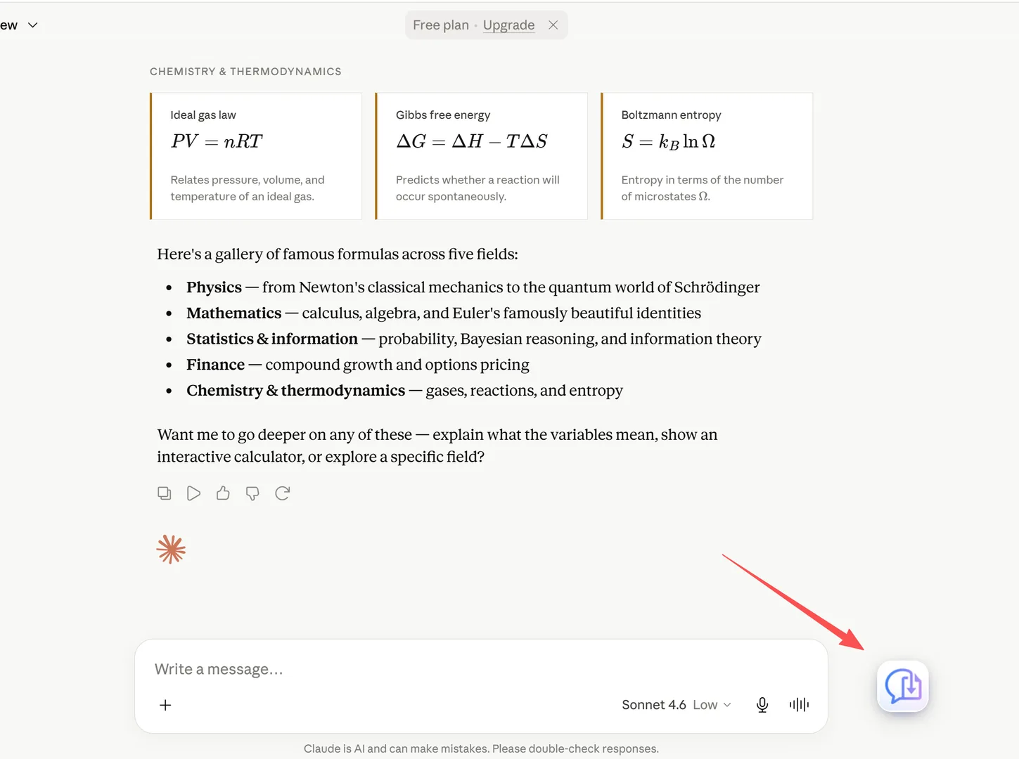 Floating action button (FAB) appears on AI chat pages